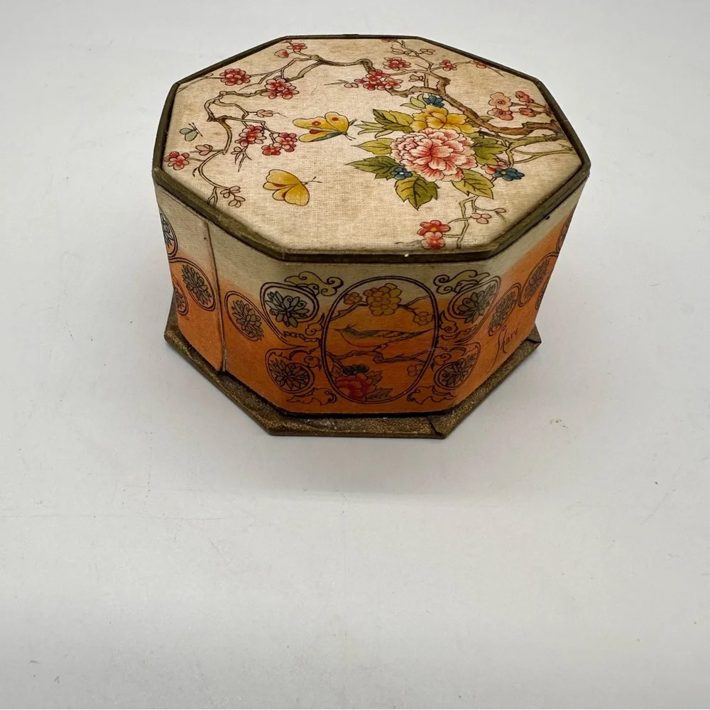 Shari Langlois New York Antique 1920's Powder Box Silk Powder Box Cherry